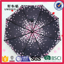 UPF 50+ Coupe-Vent Nouveau Design Standard Taille Creative Pliage Vinyle Cherry Blossom Impression Parapluie Imprimé À L&#39;intérieur pour les Femmes